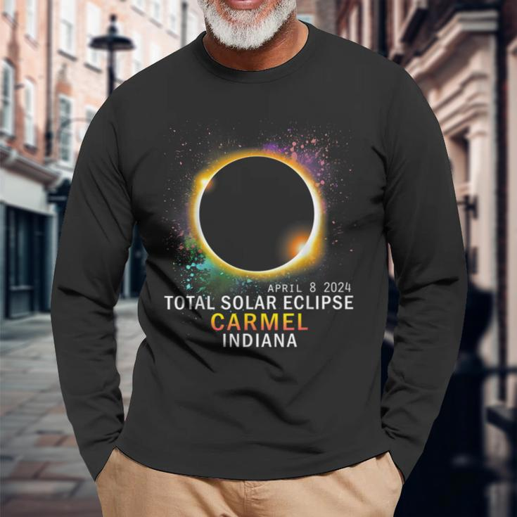 Carmel Indiana Total Solar Eclipse April 8 2024 Long Sleeve T-Shirt Gifts for Old Men