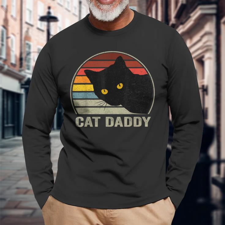 Cat Daddyintage Cat 80S Retro Style For Cat Dad Langarmshirts Geschenke für alte Männer