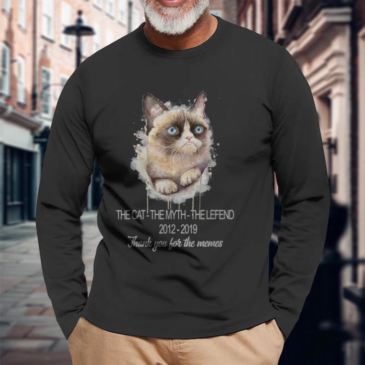 Cat Grumpy Thank You For The Memes For Women Long Sleeve T-Shirt Gifts for Old Men