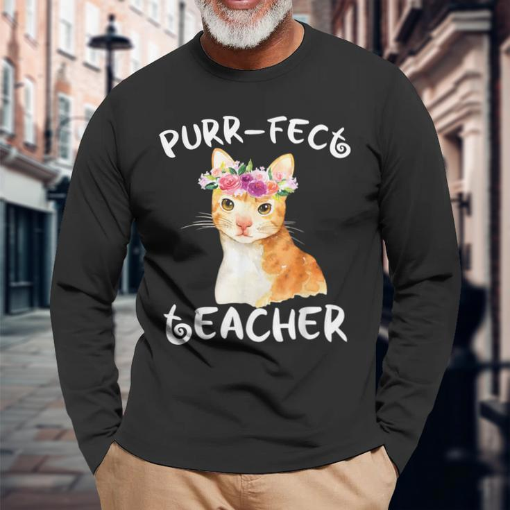 Cat Lover For Teachers Educators Appreciation Long Sleeve T-Shirt Gifts for Old Men