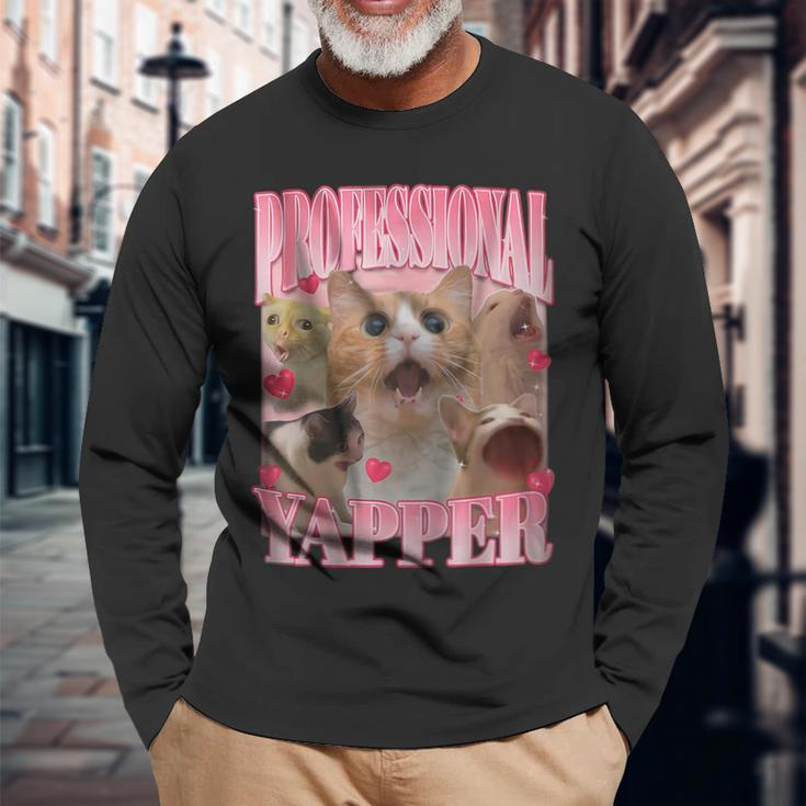 Cat Professional Yapper Oddly Specific Meme Long Sleeve T-Shirt Gifts for Old Men