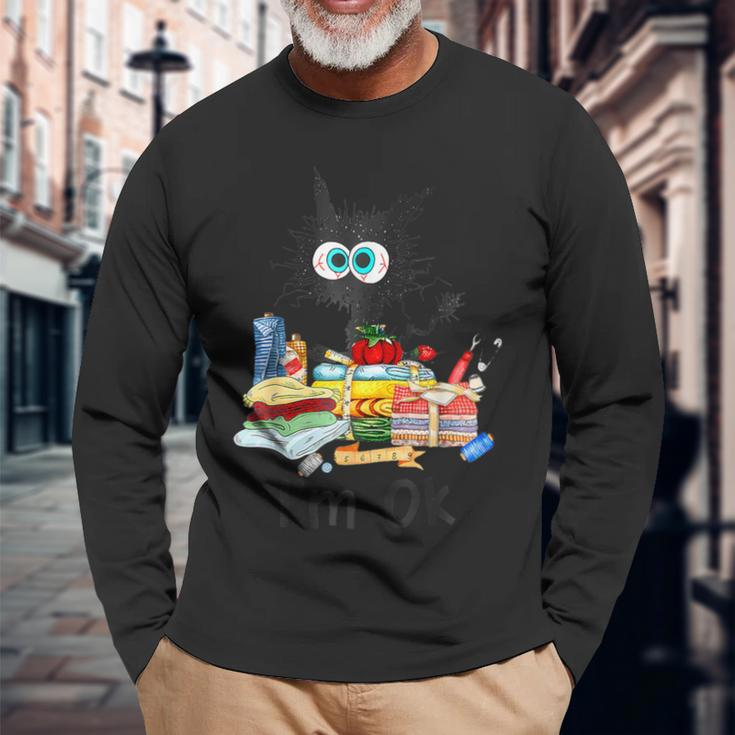Cats I'm Ok Quilting Love Cats Long Sleeve T-Shirt Gifts for Old Men