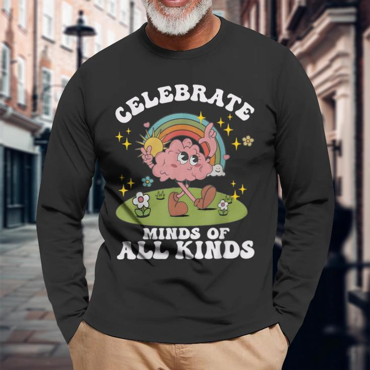 Celebrate Minds Of All Kinds Neurodiversity Autism Awareness Long Sleeve T-Shirt Gifts for Old Men