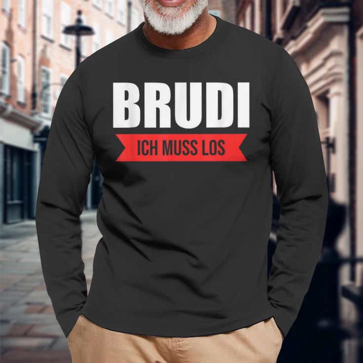 Certified Brudi Ich Muss Los Deutschrap Fun Black Langarmshirts Geschenke für alte Männer