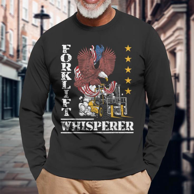 Certified Forklift Truck Operator Vintage American Flag Long Sleeve T-Shirt Gifts for Old Men