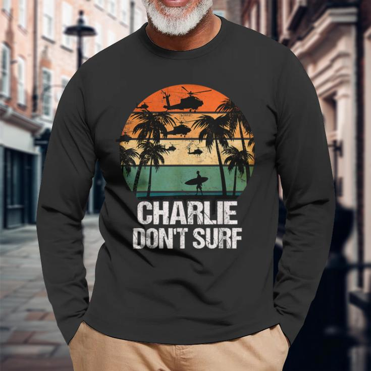 Charlie Dont Surf Helicopter Beach Vietnam Surfer Langarmshirts Geschenke für alte Männer