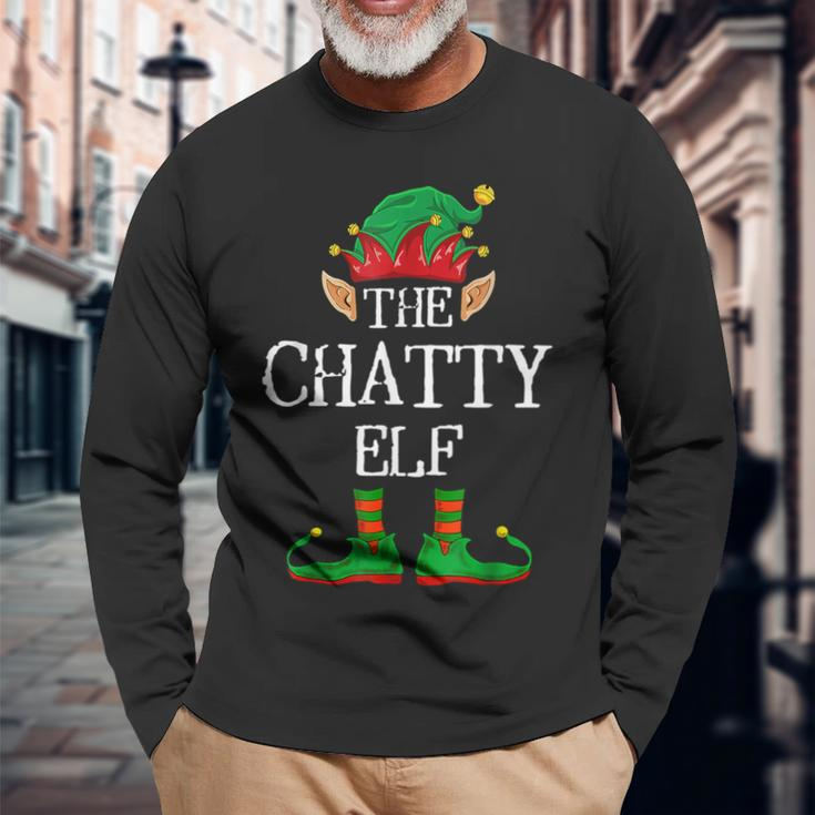 Chatty Elf Family Matching Christmas Pajama Pj Long Sleeve T-Shirt Gifts for Old Men