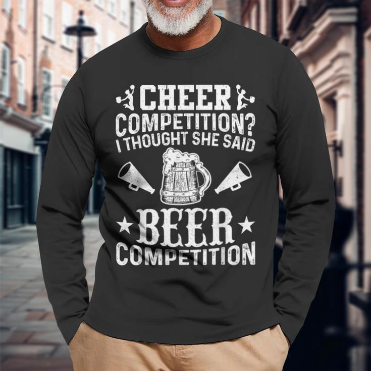 Cheer Dad Cheerleader Beer Competition Cheer Squad Papa Long Sleeve T-Shirt Gifts for Old Men
