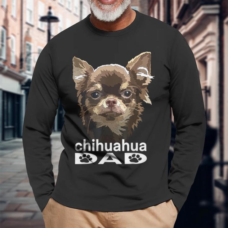 Chihuahua Langhaariger Papa Lustigerater Hund Chiwawa Papa Langarmshirts Geschenke für alte Männer