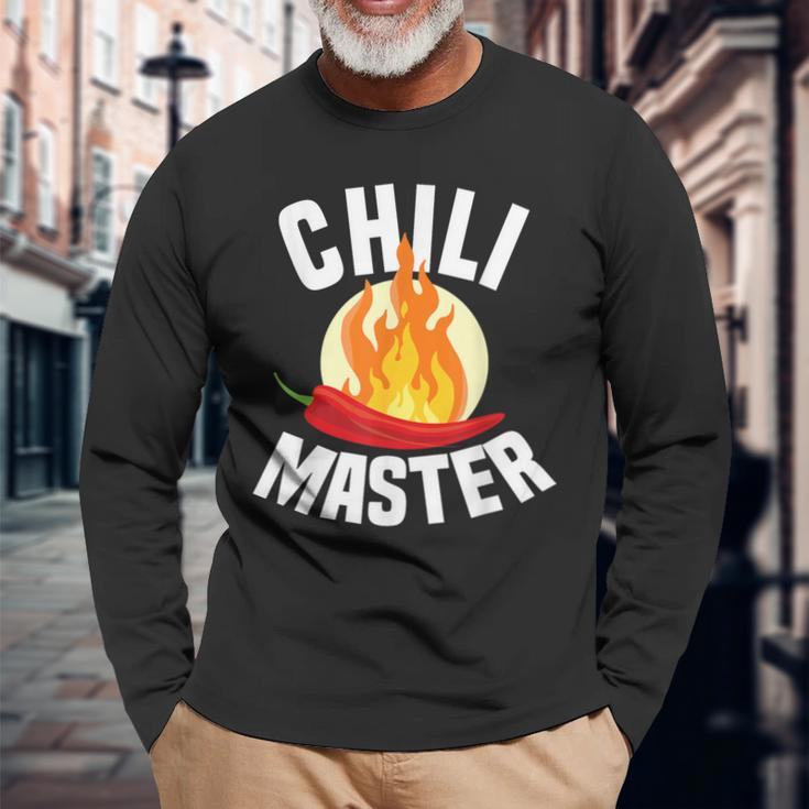 Chili Master Chilli Scharf Essen Geschenk Scoville Pepperoni Langarmshirts Geschenke für alte Männer