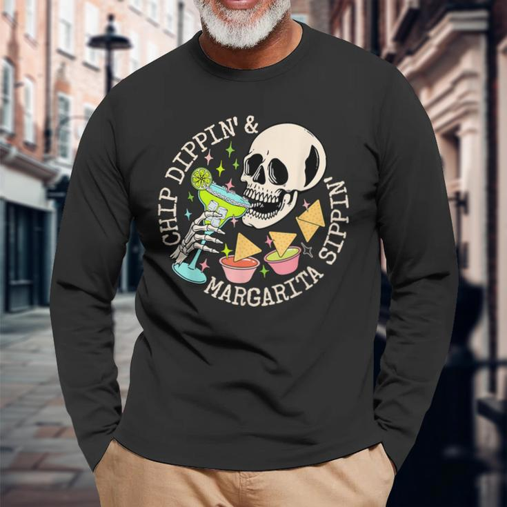 Chip Dippin' And Margarita Sippin' Mexican Food Lover Long Sleeve T-Shirt Gifts for Old Men