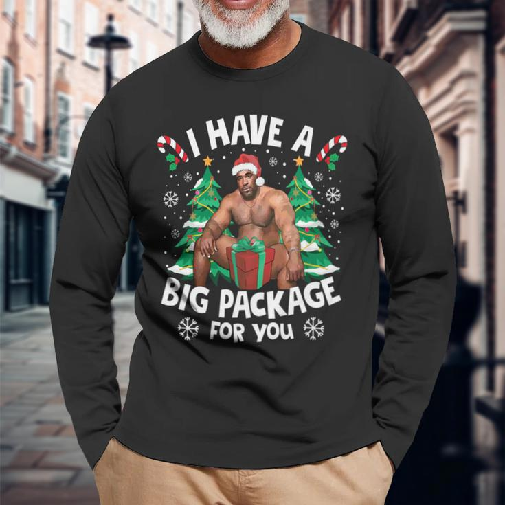 Christmas I Have A Big Package For You Naughty Big Black Guy Long Sleeve T-Shirt Gifts for Old Men