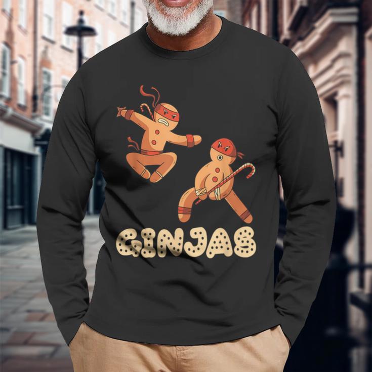 Christmas Ginjas Ninja Gingerbread Man Long Sleeve T-Shirt Gifts for Old Men