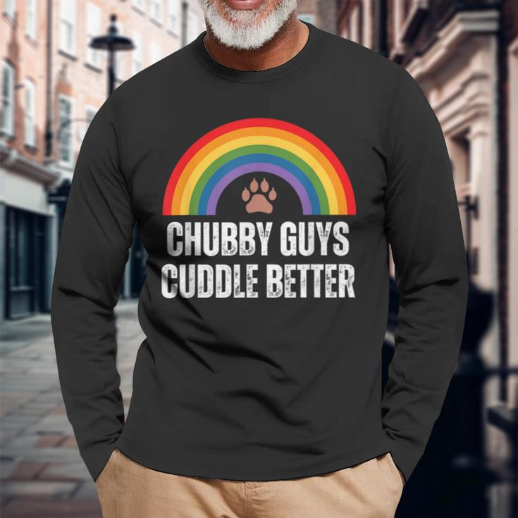 Chubby Guys Cuddle Better Bear Gay Pride Long Sleeve T-Shirt Gifts for Old Men