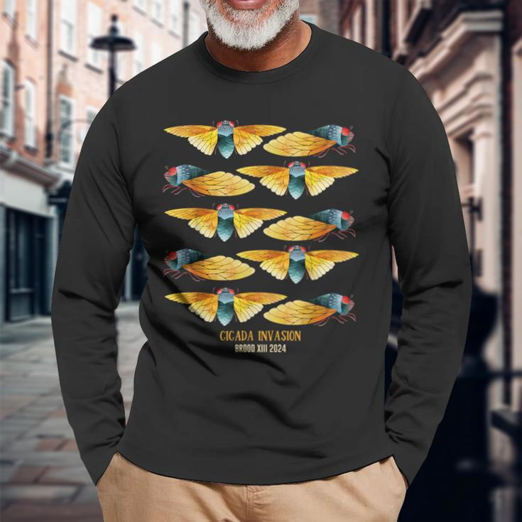 Cicada Invasion Brood Xiii 2024 Enthusiast Nature Observers Long Sleeve T-Shirt Gifts for Old Men