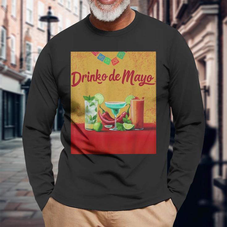 Cinco De Drinko Bitchachos Margarita Trinkt Cinco De Mayo Langarmshirts Geschenke für alte Männer