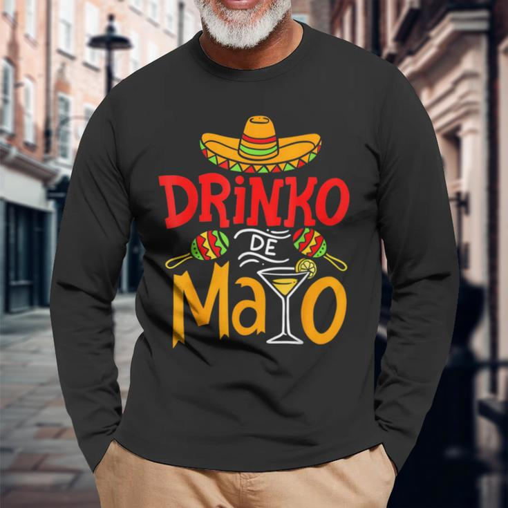 Cinco De Mayo Drinko De Mayo Mexican Fiesta Drinking Outfit Long Sleeve T-Shirt Gifts for Old Men