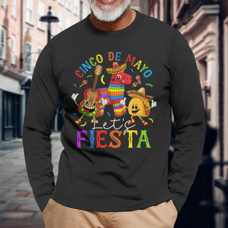 Cinco De Mayo Mexican Let's Fiesta Happy 5 De Mayo Long Sleeve T-Shirt Gifts for Old Men