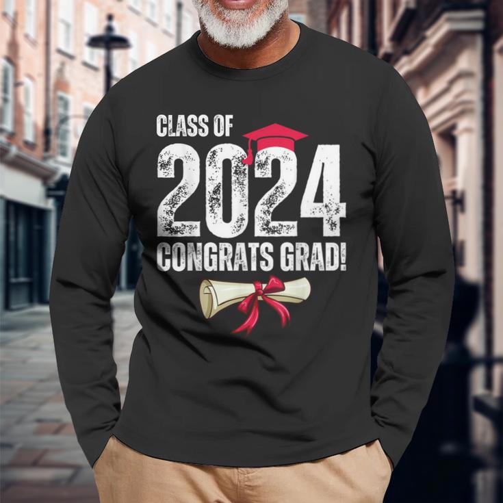 Class Of 2024 Congrats Grad Graduate Congratulations Long Sleeve T-Shirt Gifts for Old Men