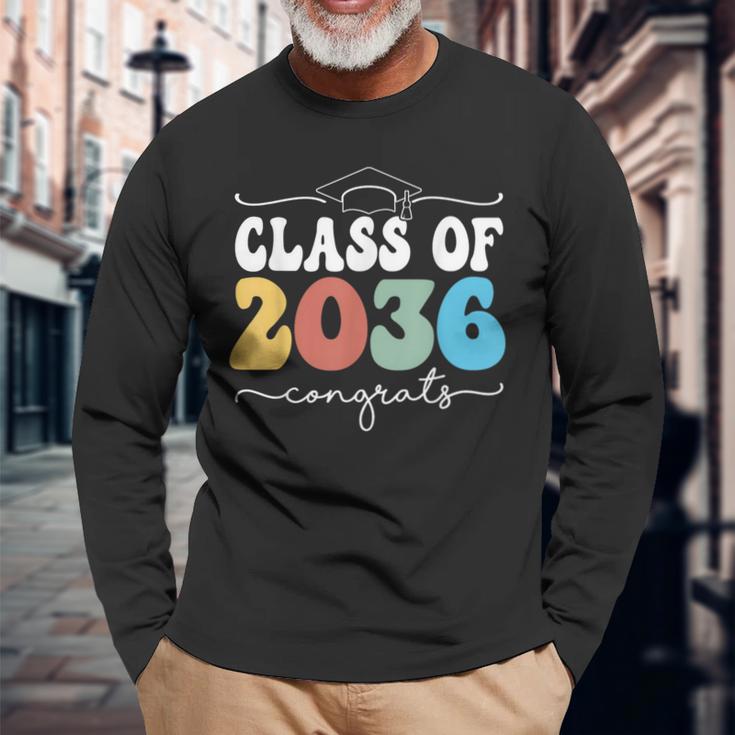 Class Of 2036 Kindergarten First Day Graduation Grow With Me Long Sleeve T-Shirt Gifts for Old Men