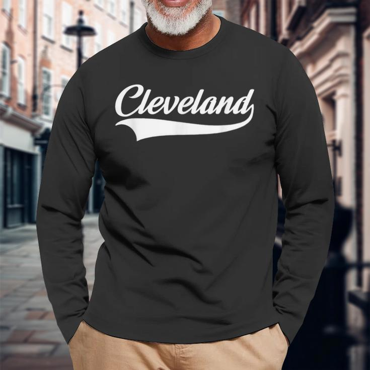Cleveland Hometown Pride Throwback Print Classic Long Sleeve T-Shirt Gifts for Old Men