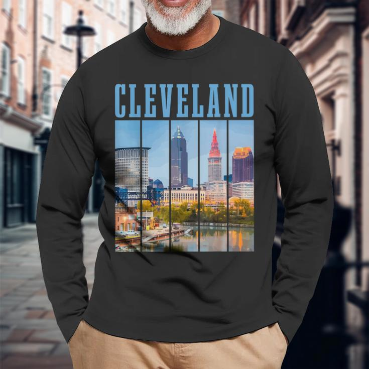 Cleveland Skyline 216 Ohio Vintage Pride Long Sleeve T-Shirt Gifts for Old Men