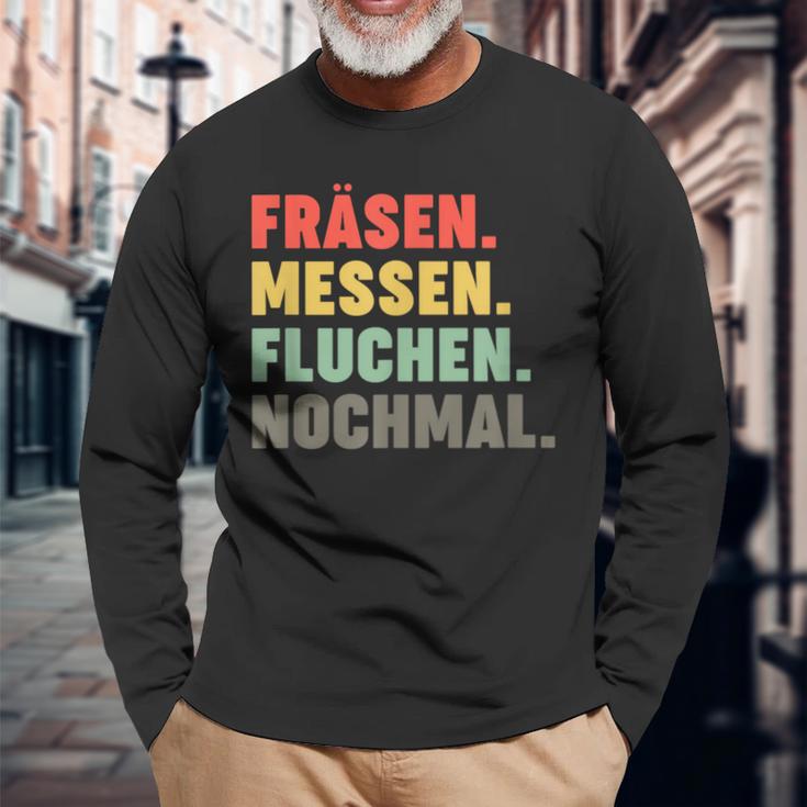 Cnc Milling Machine Machining Mechanic Programmer Langarmshirts Geschenke für alte Männer