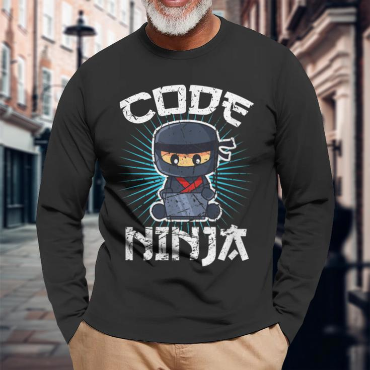 Code Ninja Programmer Coder Computer Programming Coding Langarmshirts Geschenke für alte Männer