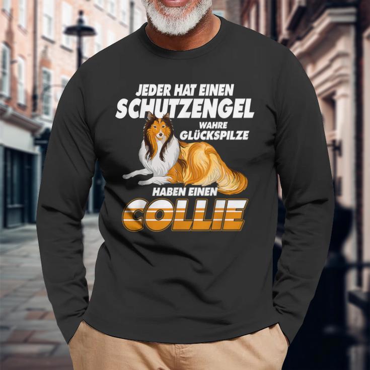 Collie Long Hair Guardian Angel Dog Langarmshirts Geschenke für alte Männer