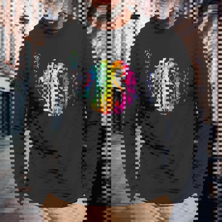 Colorful Phish-Jam Tie-Dye For Fisherman Fish Graphic Long Sleeve T-Shirt Gifts for Old Men