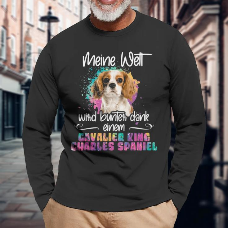 Colourful Cavalier King Charles Spaniel Dog Mummy Long Sleeve T-Shirt Gifts for Old Men