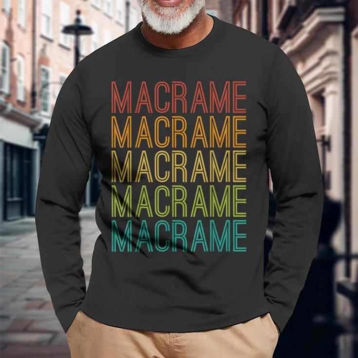 Cool Vintage Retro Macrame Long Sleeve T-Shirt Gifts for Old Men