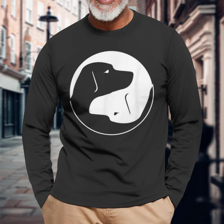 Cool Yin Yang Dog Cute Labrador White Ink Long Sleeve T-Shirt Gifts for Old Men