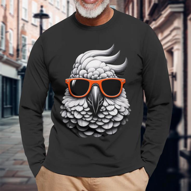 Cooler Kakaduogel Trägt Sonnenbrille Grafik Kunst Langarmshirts Geschenke für alte Männer