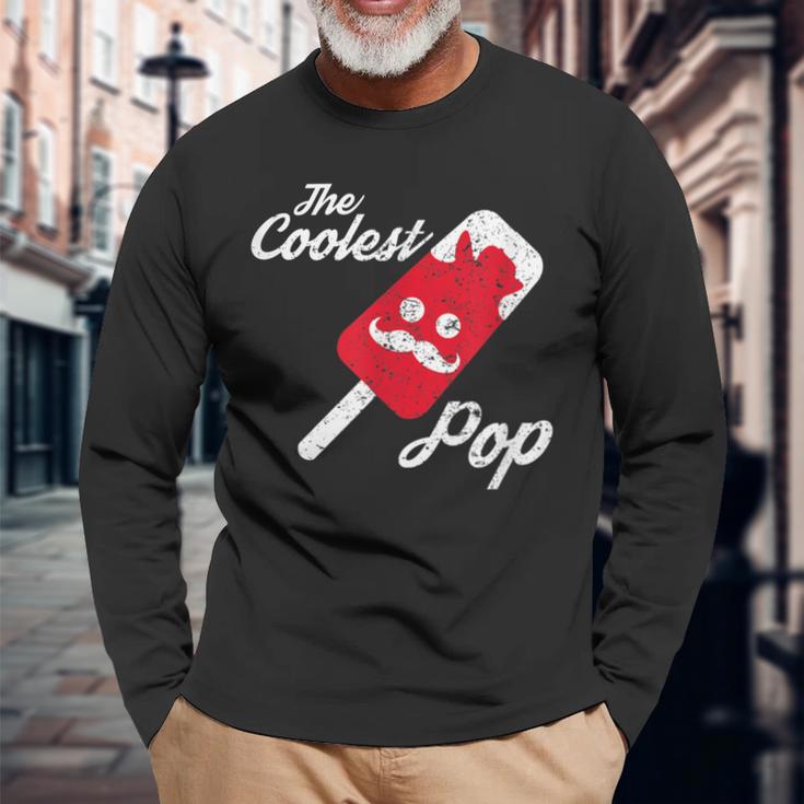 The Coolest Pop Mustache Popsicle For Dad Men Long Sleeve T-Shirt Gifts for Old Men