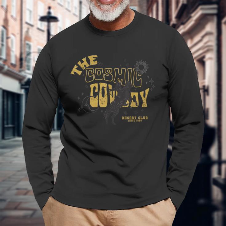 The Cosmic Cowboy Celestial Western Graphic Vintage Retro Long Sleeve T-Shirt Gifts for Old Men