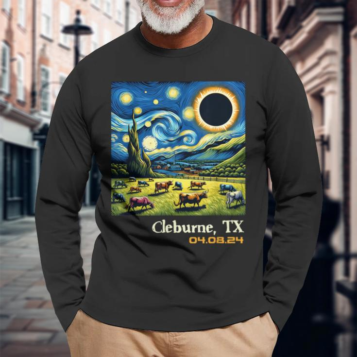 Countryside Total Solar Eclipse Cleburne Texas Long Sleeve T-Shirt Gifts for Old Men