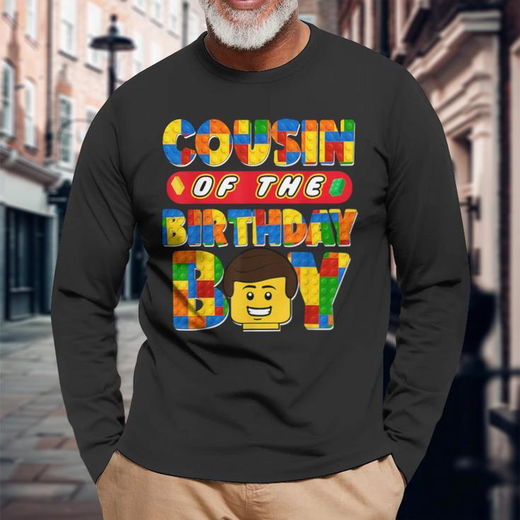 Cousin Of The Birthday Boy Building Brick Family Matching Long Sleeve T-Shirt Gifts for Old Men