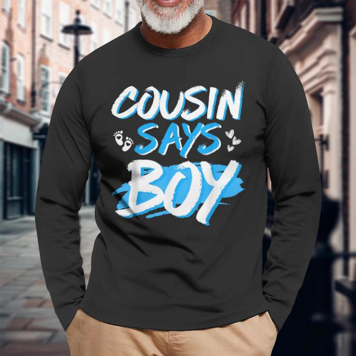 Cousin Says Boy Gender Reveal Baby Shower Party Matching Long Sleeve T-Shirt Gifts for Old Men