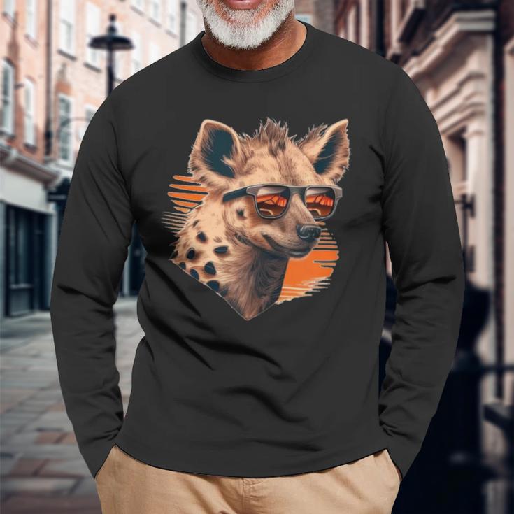 Crazy Looking And Laughing Hyena Long Sleeve T-Shirt Gifts for Old Men