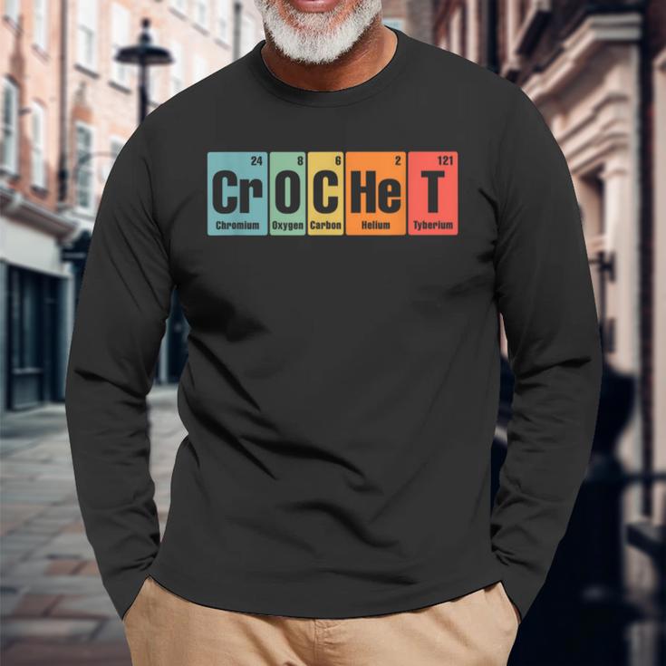 Crochet Periodic Elements Colorful Chemistry Crochet Long Sleeve T-Shirt Gifts for Old Men