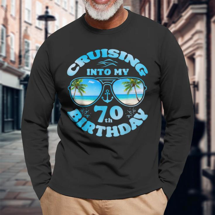 Cruising Into My 70Th Birthday-70Th Birthday Cruise 2024 Long Sleeve T-Shirt Gifts for Old Men