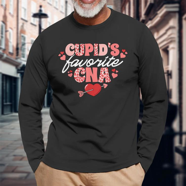 Cupid's Favorite Cna Valentine Certified Nursing Assistant Long Sleeve T-Shirt Gifts for Old Men