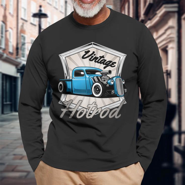 Custom Car Enthusiasts Retro Hotrod Vintage Hot Rod Long Sleeve T-Shirt Gifts for Old Men