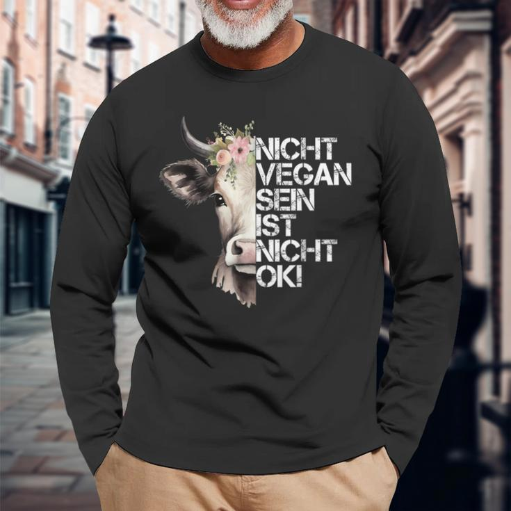 Cute Cow Nicht Vegan Sein Ist Nicht Ok Vegan Langarmshirts Geschenke für alte Männer