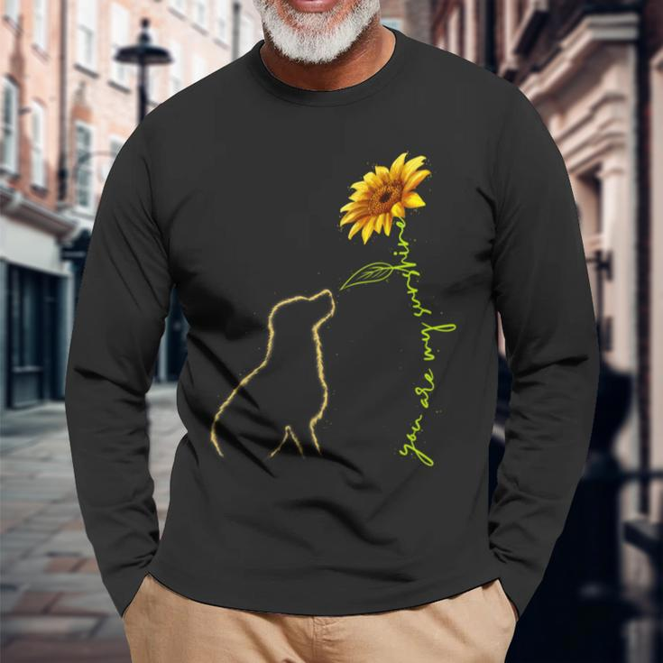 Cute Dog Lover Dog Sunflower Cute Labrador Retriever Long Sleeve T-Shirt Gifts for Old Men