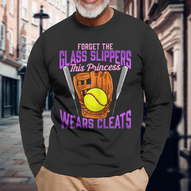 Cute Forget The Glass Slippers This Princess Wears Cleats Long Sleeve T-Shirt Gifts for Old Men