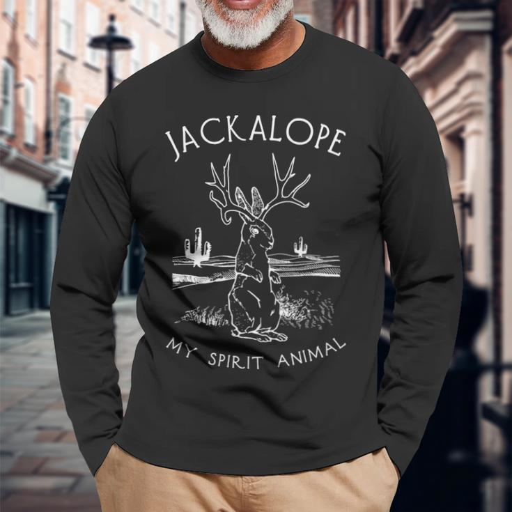 Cute Jackalope My Spirit Animal Hare Jackrabbit Long Sleeve T-Shirt Gifts for Old Men