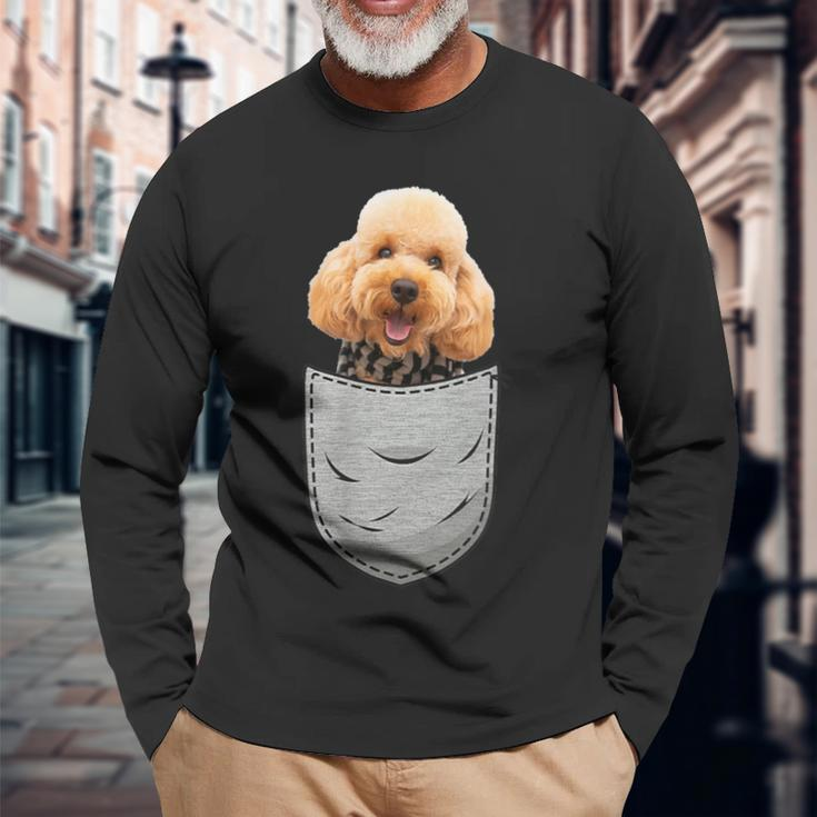 Cute Poodle Pudelhund Caniche Dog Lovers And Pocket Owner Long Sleeve T-Shirt Gifts for Old Men