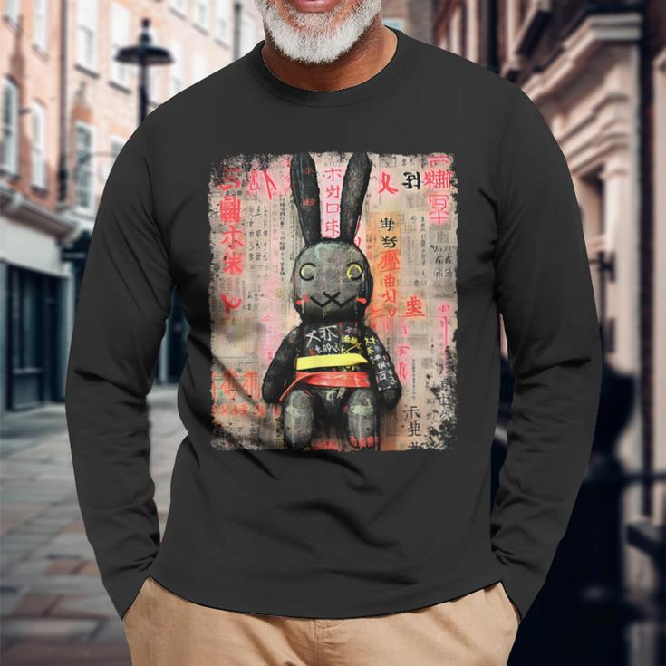 Cyberpunk Rabbit Japanese Futuristic Rabbit Samurei Langarmshirts Geschenke für alte Männer